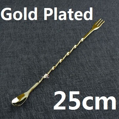 Stainless Steel Cocktail Bar Spoon Hoffman Drink Mixer Bar Stirring Mixing Spoon Stirrer: Gold 25cm
