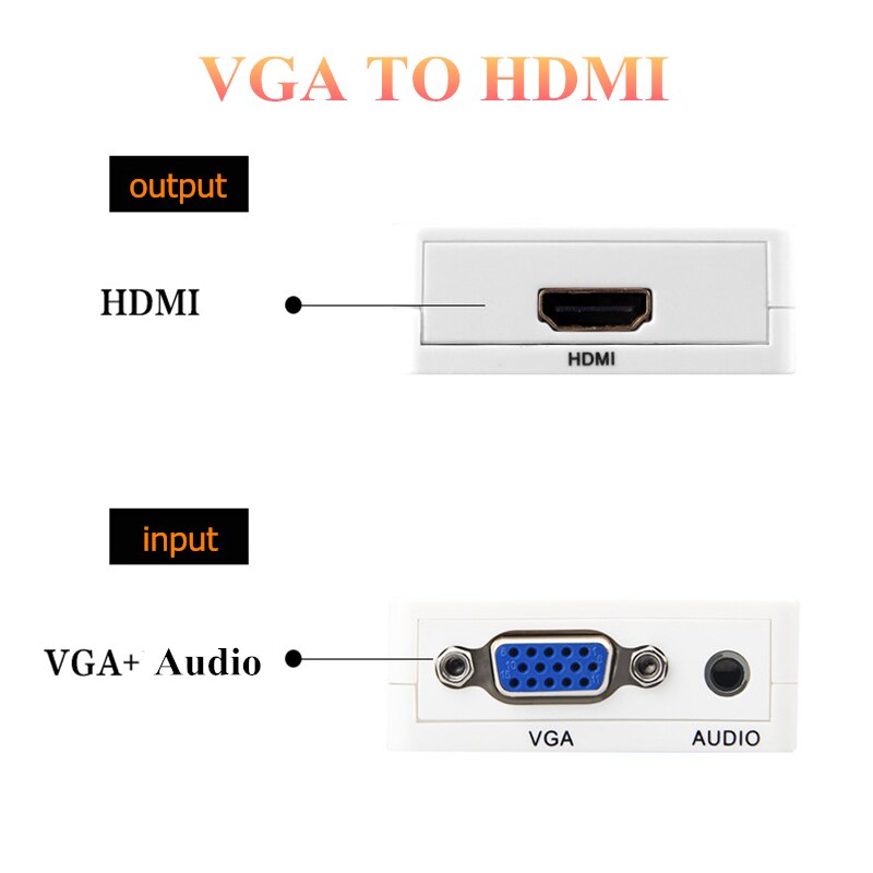 VAORLO 1080P MINI convertitore VGA a HDMI con adattatore Audio VGA2HDMI Video Box per PC Notebook per proiettore HDTV