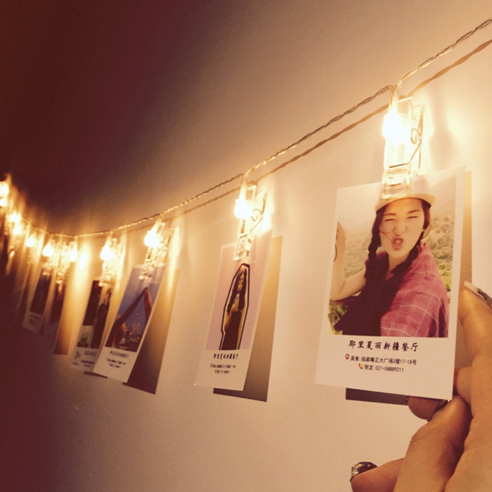 Led-ljusslinga med klämmor för att hänga upp bilder för dekoration internetkändisrumsdekoration fotostudio vägglampslinga