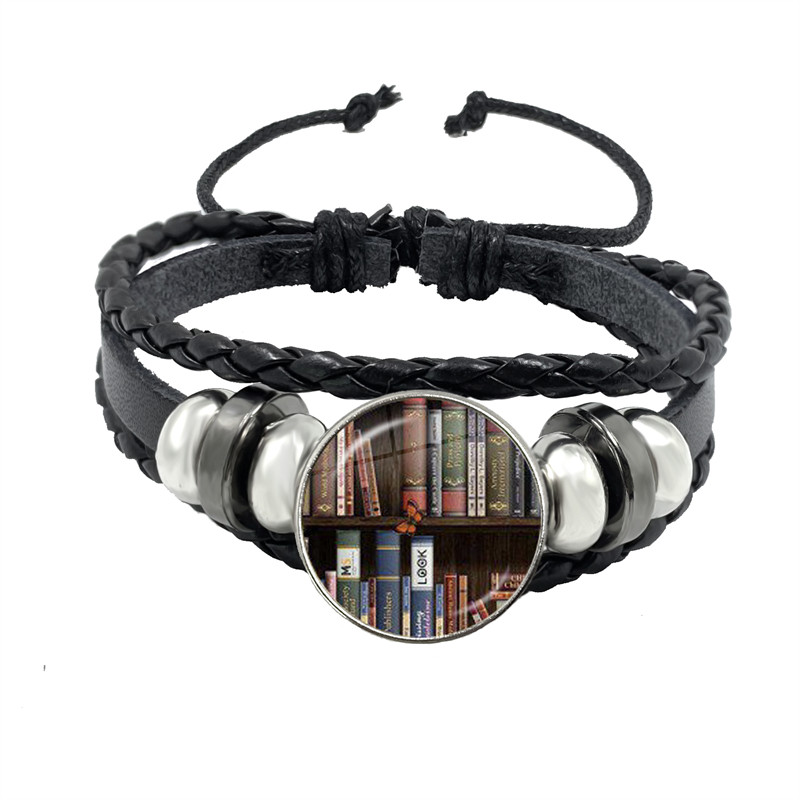 Pulsera de cuero para hombres y mujeres, brazalete de , accesorios de joyería, de escritor, Biblioteca de libros, profesor y estudiante: 10