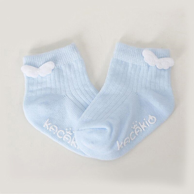 Nette Baby Socken Baumwolle nicht Slip Baby Engel Flügel Socken Kleine Jungen Mädchen Kinder Prinzessin Crew Socken Weiß Rosa Blau geburtstag Lustige