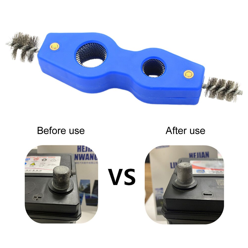 4 In 1 Car Battery Brush Rust Removal Anti Corrosion Cleaning Durable Auto Truck Steel Wire Cable Portable Post Terminal Washing