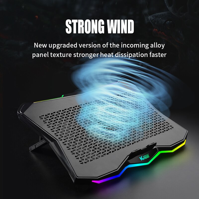 Laptop kühler Stehen Unterstützung 12 "zu 15.6" mit LED RGB Beleuchtung 2 USB Laptop Kühlung Pad Wärmeableitung Halfter für Notizbuch