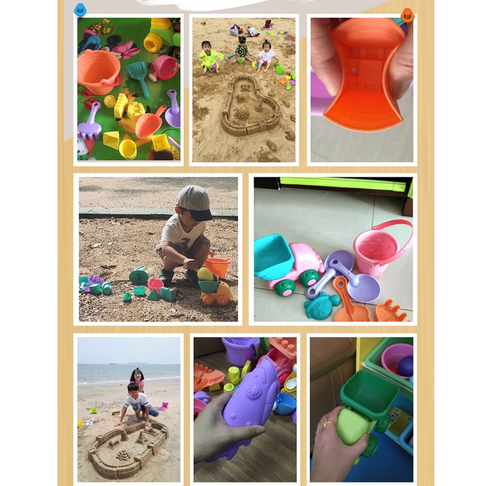 Voiture de plage pour enfants, jouet de sable, château, seau, pelle, râteau, 11 pièces
