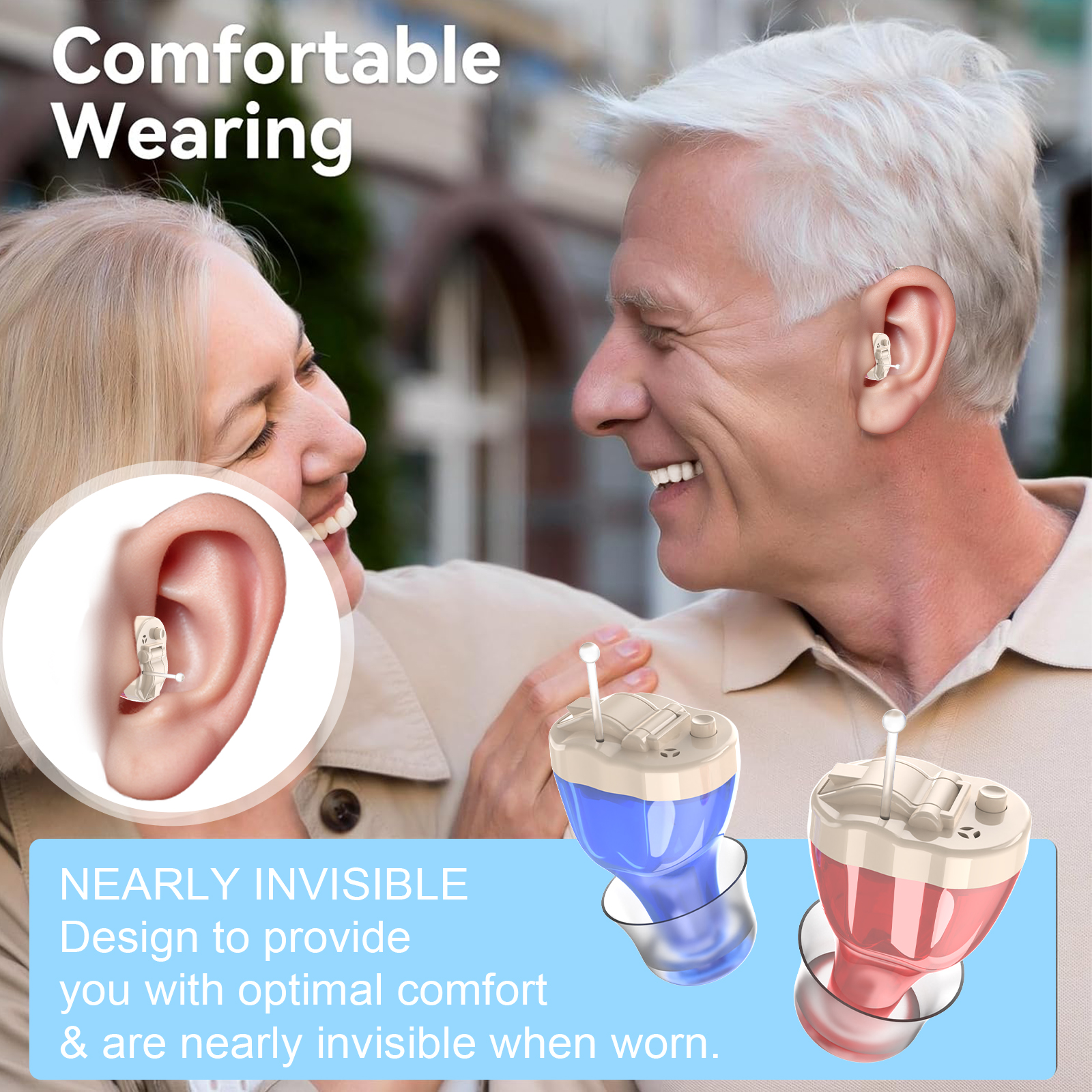 Aide auditive numérique invisible CIC avancé – Mini aide auditive sans fil claire, invisible et puissante pour la surdité des personnes âgées