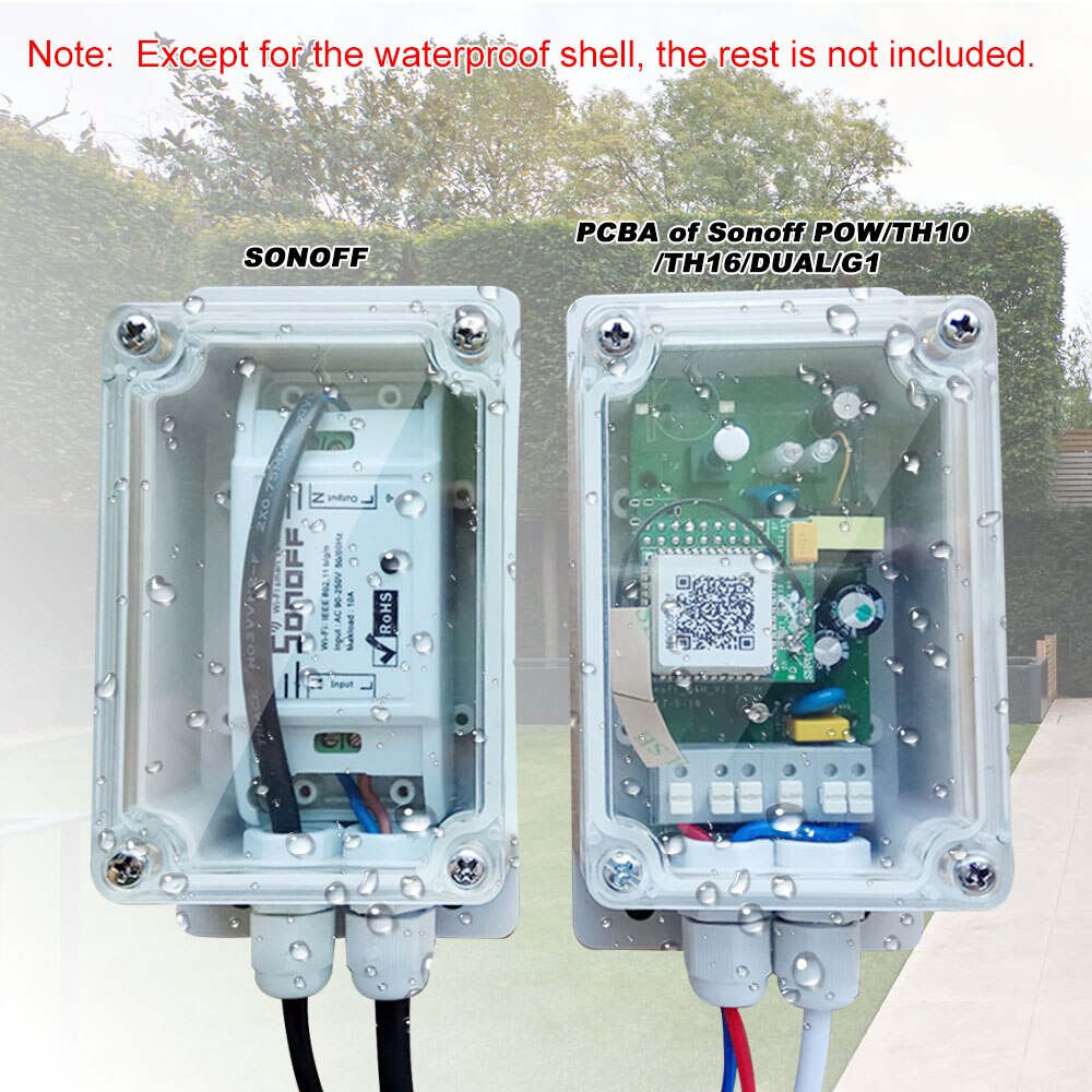 Caja de conexiones impermeable SONOFF IP66, carcasa de plástico para conector de cable, carcasa resistente al agua, compatible con Sonoff Basic/RF/Dual