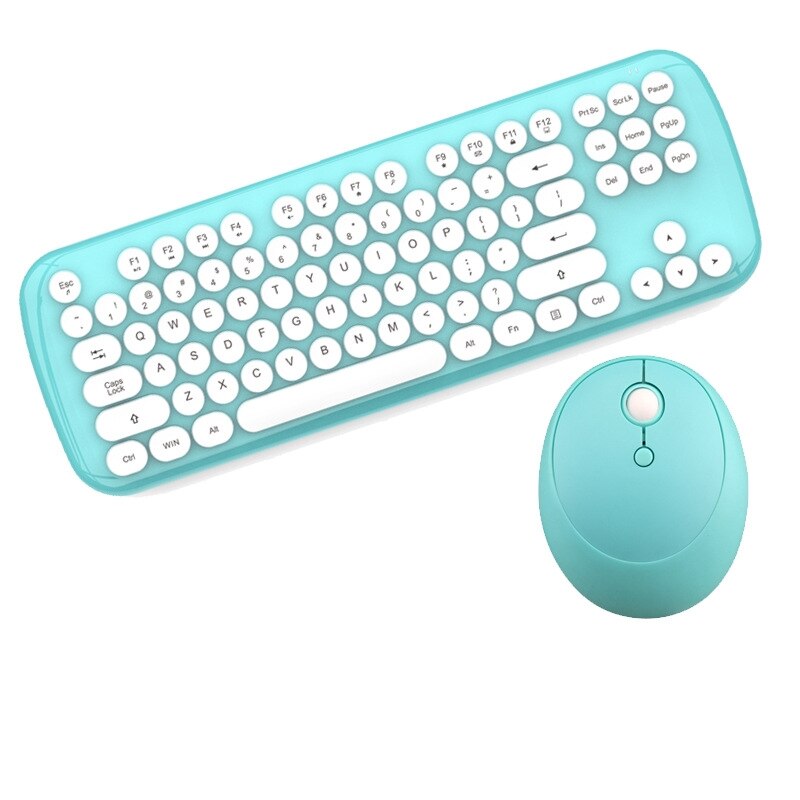 2.4GHz Wireless Keyboard Mouse Set USB Office Gaming Keyboard And Mouse Pink Combo For Notebook Laptop Desktop PC Gamer: pure blue no box