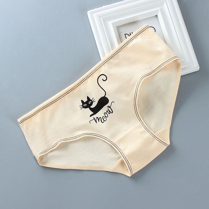4 Teil/los Unterwäsche Baumwolle 8-12-14 Jahre alt Atmungsaktive Slip Schüler Teenater Mädchen Slip: Beige