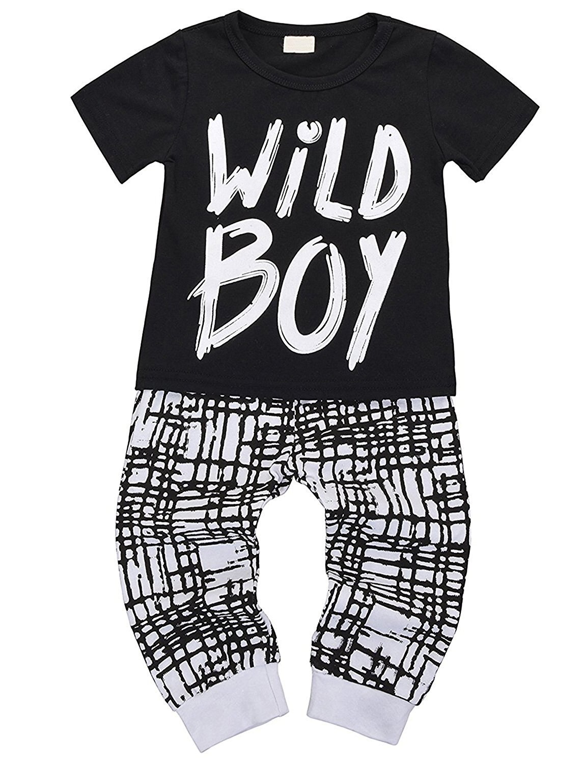 Oklady peuters baby jongens kleding zomerset korte mouwen wild boy t-shirt tops broek outfit: Korte mouwen / 24m