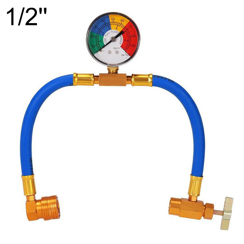 Car Air Conditioning AC R134A Refrigerant Recharge Hose with Gauge Pressure Gauge Measuring Kit Copper Auto Car Accessories