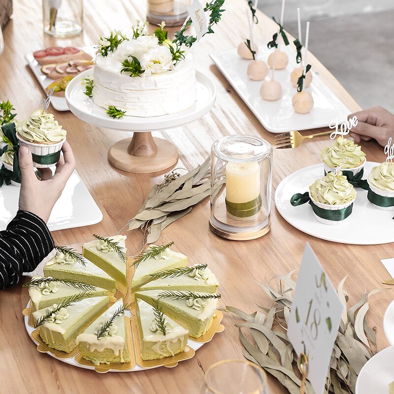 High-foot Ceramic Cake Tray Set Table Dessert Table Display Stand Cake Stand Birthday Snack Three-tier Tray Dessert Plate