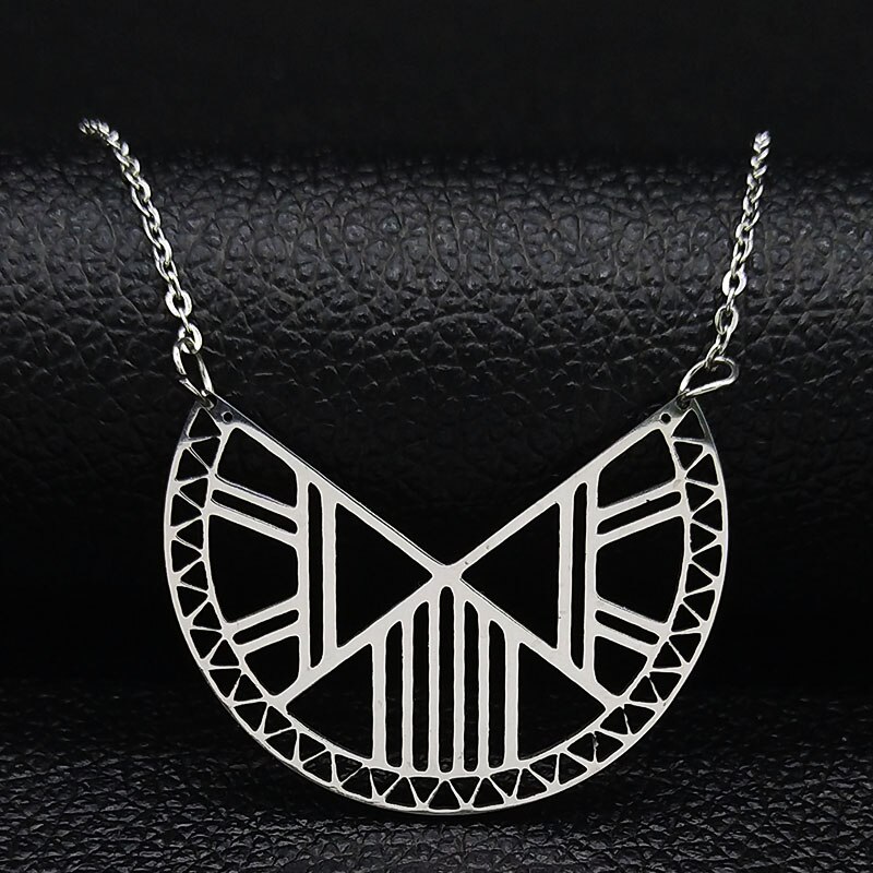 Bohemen Geometrische Rvs Ketting Ketting Voor Vrouwen Zilveren Kleur Kettingen Sieraden Colgantes Mujer Moda N627