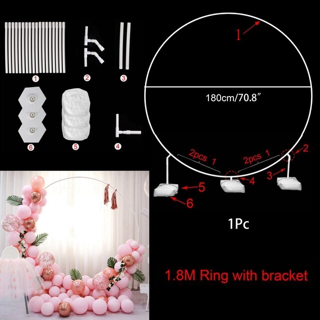 Arche à ballons ronde, support en arc circulaire pour mariage, décoration de fête d&#39;anniversaire, fournitures de réception pour bébé, toile de fond: 180CM With base