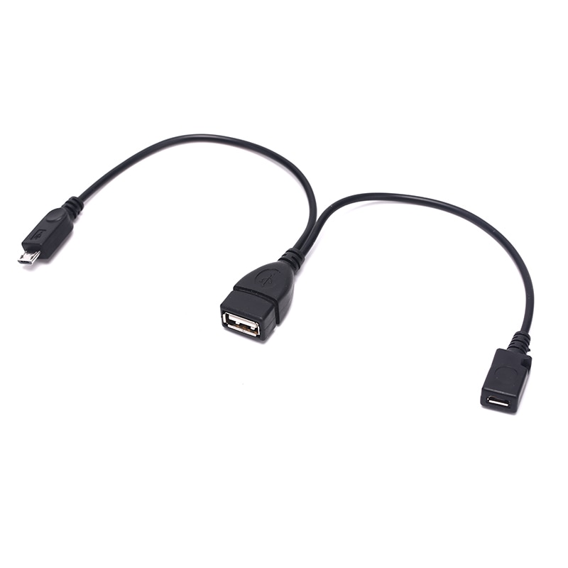 2 In 1 Otg Micro Usb Host Power Y Splitter Usb Adapter Naar Micro 5 Pin Man Vrouw Kabel Zwart kleur