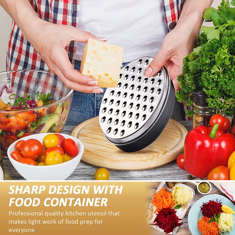 Cheese Grater with Food Storage Container Vegetable Chopper Shredder for Hard Soft Cheeses Kitchen Supplies LB88