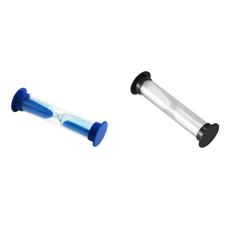 2 Pcs Sand Timer Hourglass 2 Mins Blue &amp; One Minute Black