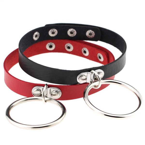 Punk Rock Dark Harajuku O Circle Leather Collar Choker Necklace Jewelry