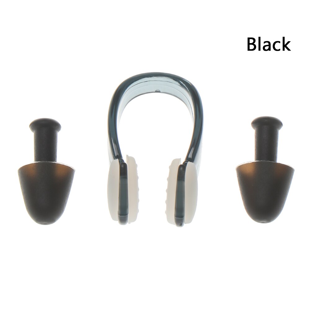 1Set Zachte Siliconen Zwemmen Oordoppen Neusklem Case Beschermende Voorkomen Water Bescherming Oor Plug Zwemmen Levert: Black