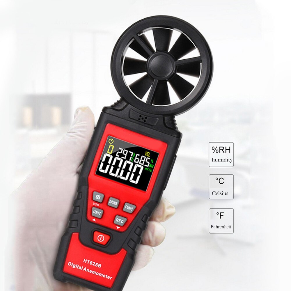 HT625 4-in-1 Anemometer Handheld Anemometer with High-definition Display Can Measure Wind Speed Air Volume Temperature Humidity
