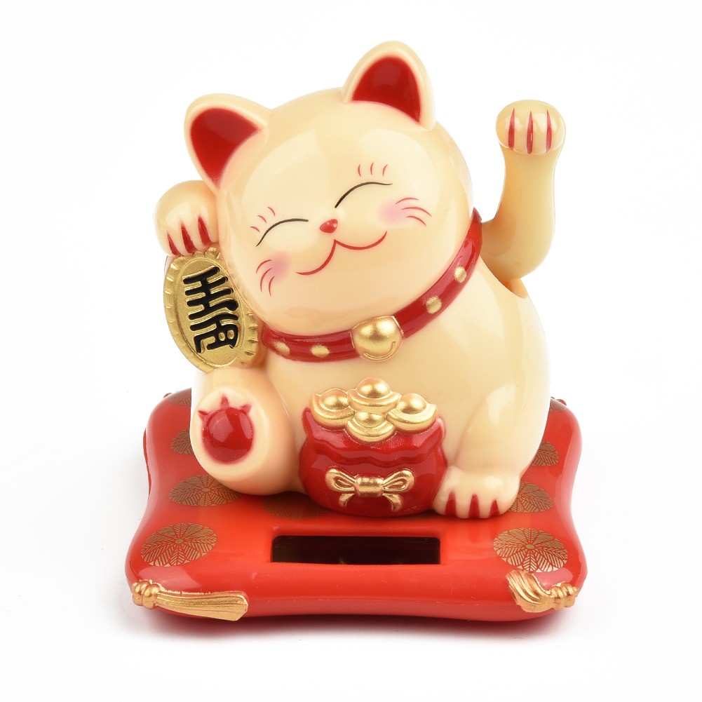 Seizoensgebonden Decor 2.5 Japanse Solar Wave Hand Lucky Cat Autodecoraties Nieuwjaar Beeldjes & Miniaturen Hangend 1pc: YELLOW