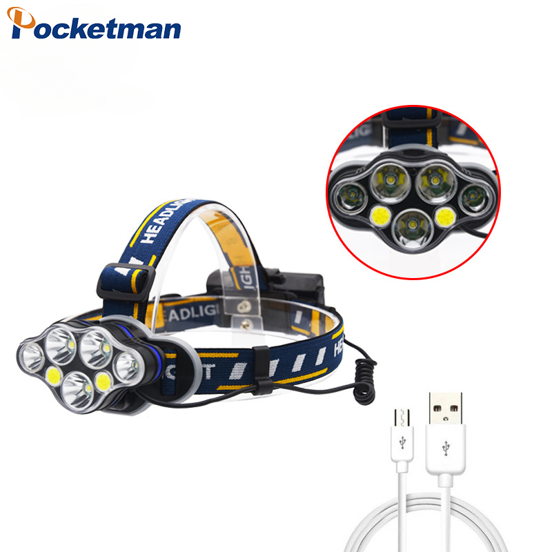 Krachtige Led Koplamp Usb Oplaadbare Koplamp 7 Led Vissen Koplamp 8 Modi Hoofd Zaklamp Waterdichte Camping Hoofdlamp