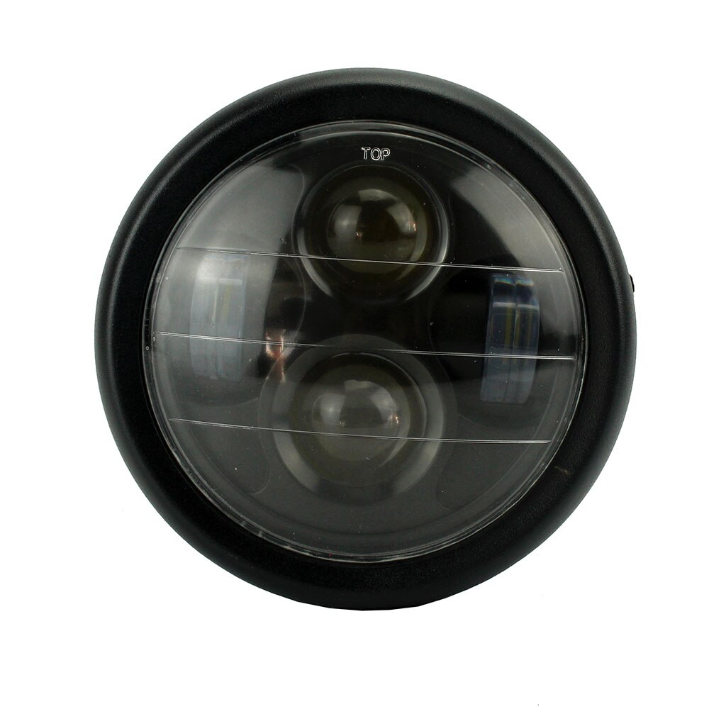 6.5 & #39 ; i motorcykel universal sort/krom rund led forlygte nærlys cafe racer