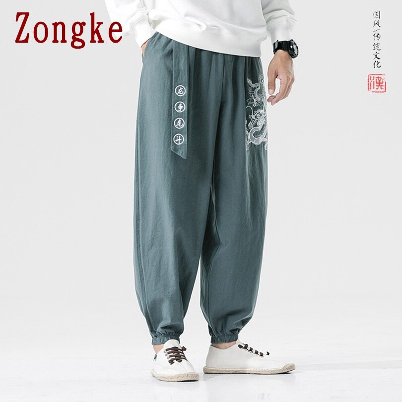 Zongke Drachen Stickerei Hosen Männer Jogger Hosen Männer Hosen Streetwear Jogginghose Harem Hosen Männer Hosen 5XL 2022 Frühjahr Neue