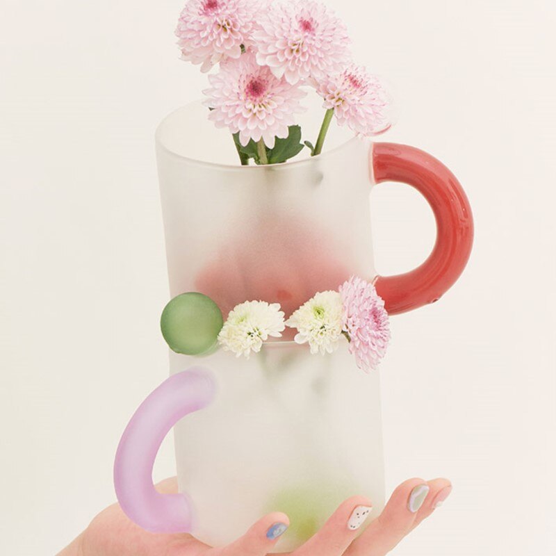 Jelly Beans Fat Mark Cup Glass To Drink Taza Cafe Lovely Ins Manual Color Milk Glass Coffee Cup Lovers
