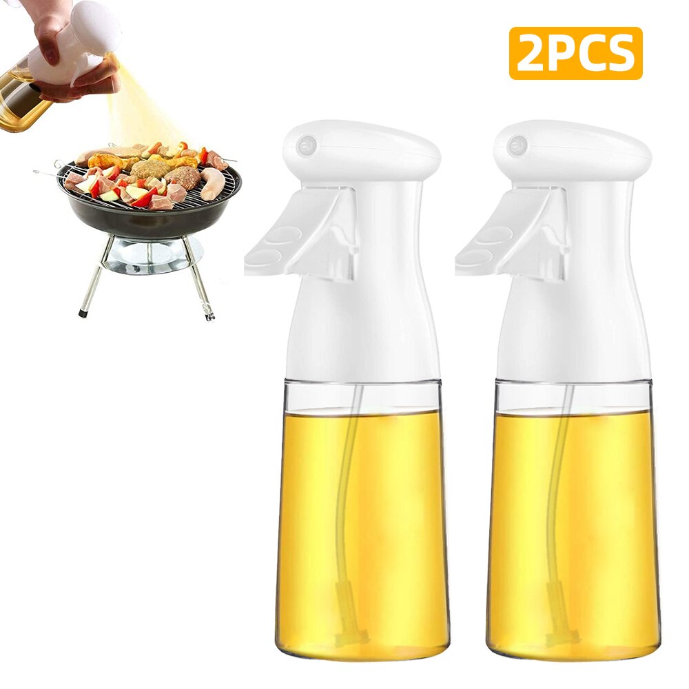 210ml Oil Spray Bottle Kitchen Oil Bottle Cooking Baking Vinegar Mist Sprayer Barbecue Dispenser Bottle Set Grilling Roasting: 2 Pcs White
