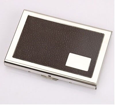 Solid Men Stainless Steel Credit Card Holder Id Business Card Case Wallet For Women 6 Colours: Brown