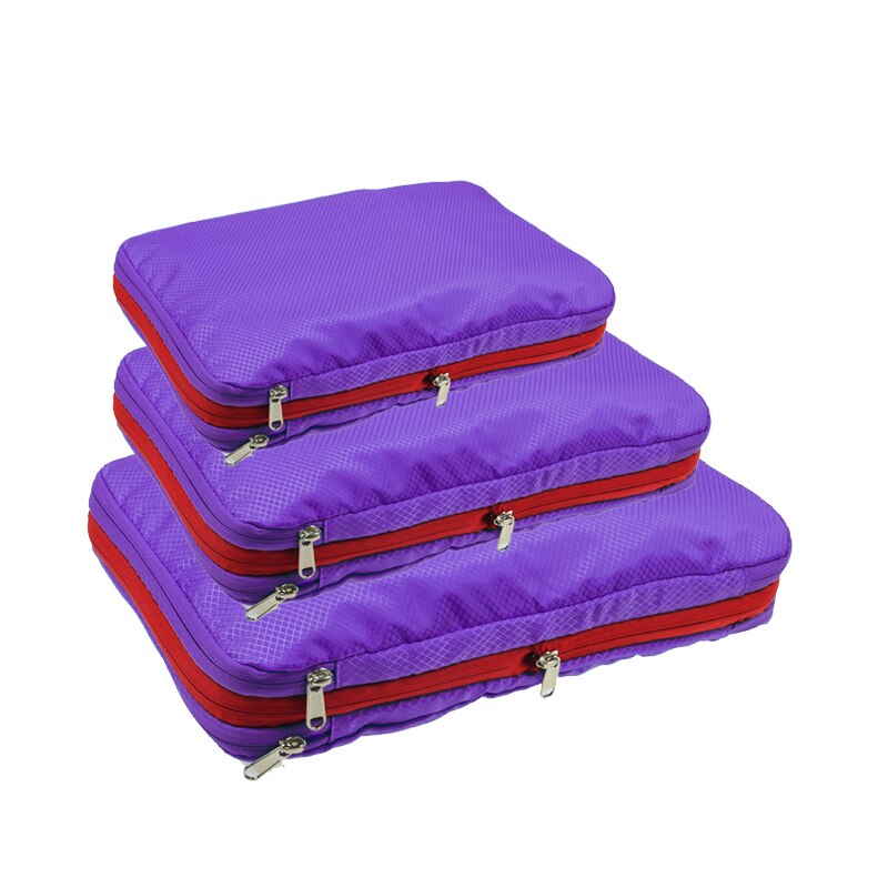 Double Layer Compression Packing Cubes Travel Luggage Organizer Waterproof Packing Cube 7 Colors Large Medium and Small 3 Sets: Purple