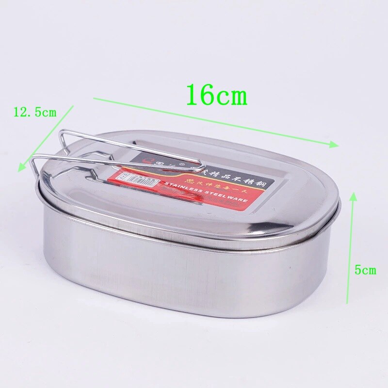Stainless Steel Square Lunch Box Bento Food Picnic Container Travel 1 Layer: Default Title