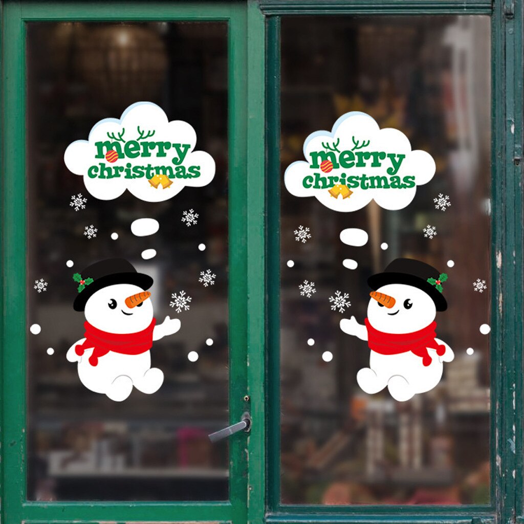 Diy Merry Christmas Wall Stickers Window Glass Festival Decals Santa Murals Year Christmas Decorations For Home Decor