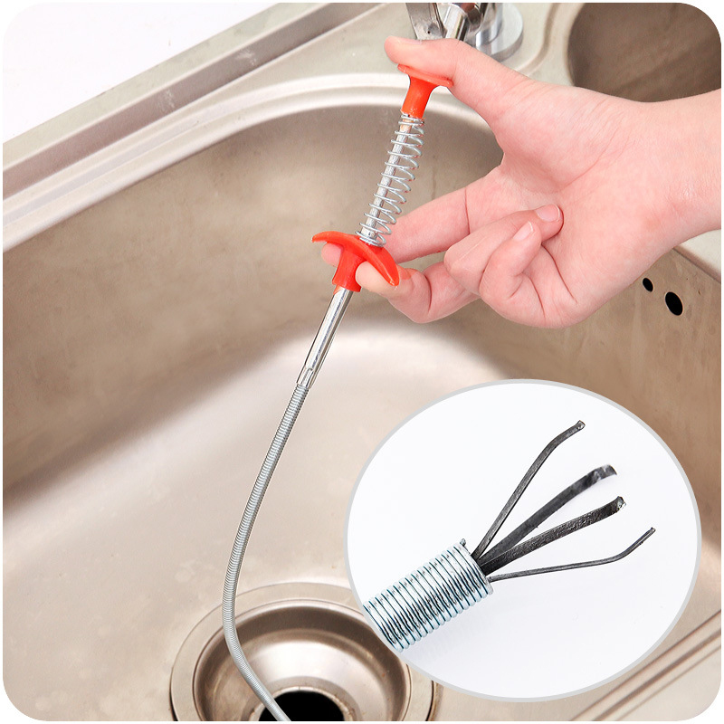 2Pcs Afvoer Snake Cleaning Sticks Baggeren Gereedschappen Verstoppen Remover Haar Haak Lente Pijp Drain Cleaner Gereedschap Keuken Gootsteen Huishoudelijke