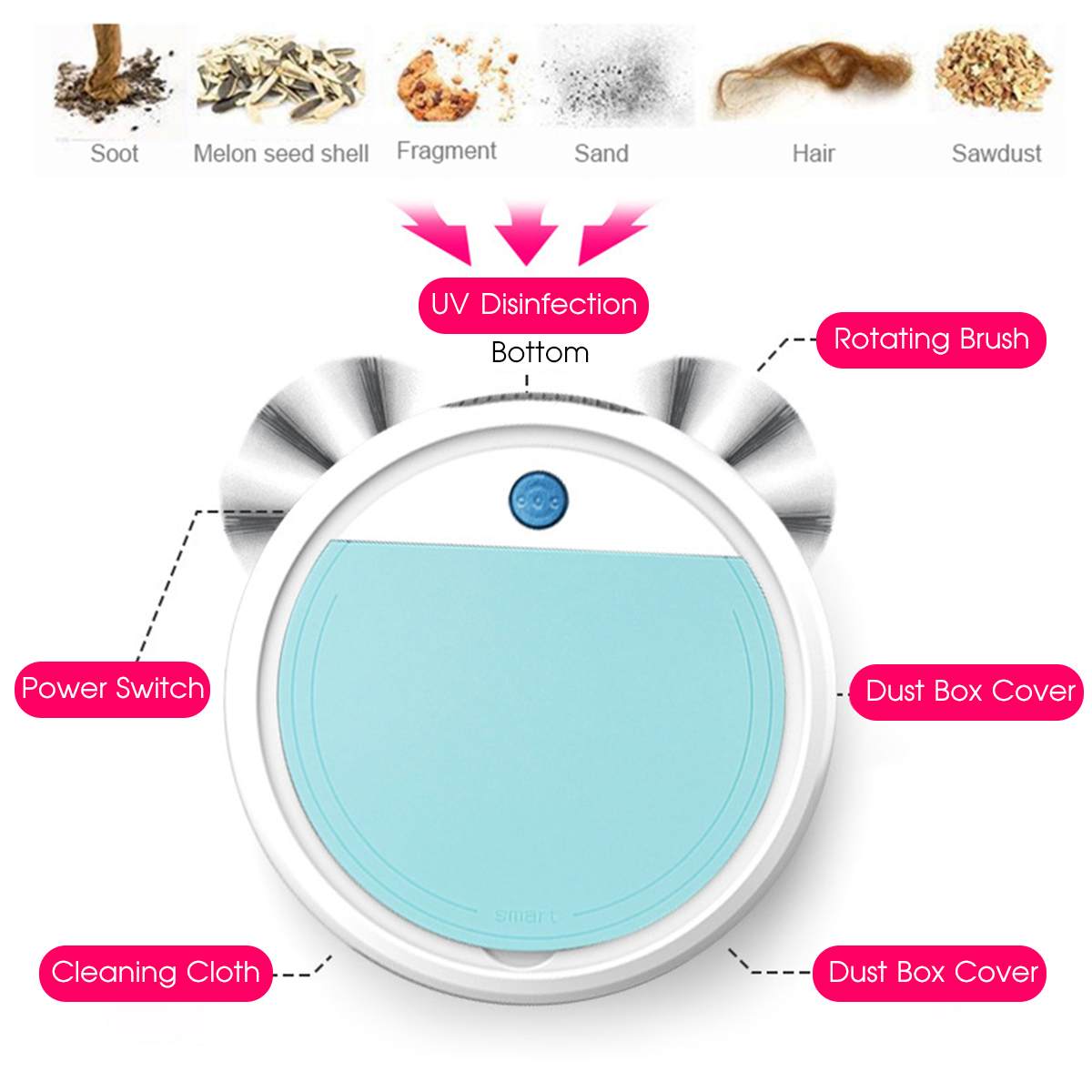 4 IN 1 Robot Vacuum Cleaner Multifunctional Auto Rechargeable UV Sterilizer Sterilization Smart Sweeping Robot Vacuum Cleaner
