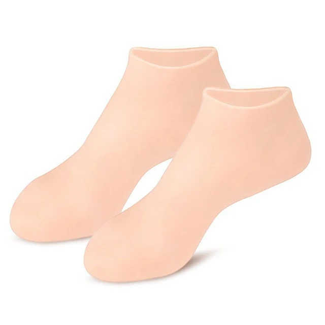 Chaussettes de soin des pieds en silicone, anti-Contation, gel hydratant, blanchissant, exexpansif, SPA, gants, outils, 1 paire, 2 paires: jaune clair