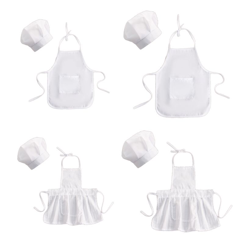 Delantal y Gorro de cocinero para bebé, accesorio de fotografía para recién nacido, 2 piezas, blanco, 24be