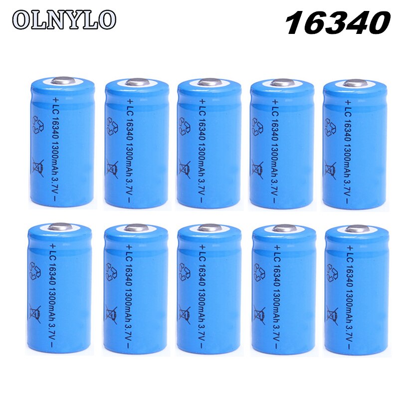 Replacement Torch LED Flashlight Rechargeable Batteries 16340 li-ion Li-Po Lithium Battery 1300mAh 3.7V Li-ion Cell Bateria