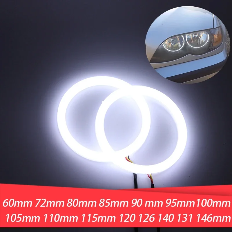 Super Heldere Ringen Katoen LED Angel Eyes Koplamp 60mm 70mm 80mm 90mm 100mm 110mm 120mm Auto Motor DRL Gloeilamp Lamp
