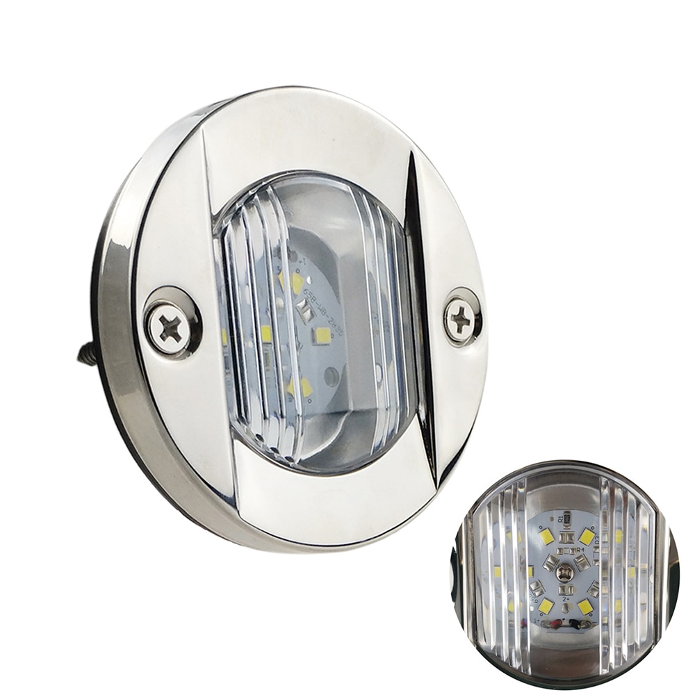 DC 12 V bateau marin tableau arrière LED feu arrière rond en acier inoxydable blanc froid feu arrière LED Yacht accessoires blanc froid