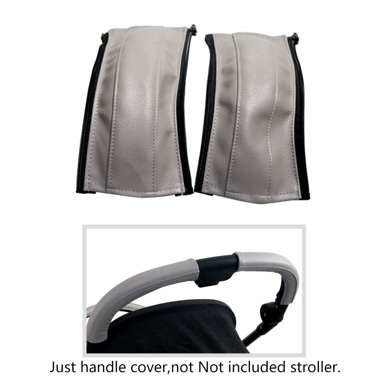 Housse de poignée en cuir PU pour Cybex Eezy S Twist (+) 2 / Eezy s2, étuis de protection pour poussette, housse accessoires: mom 2pcs gray
