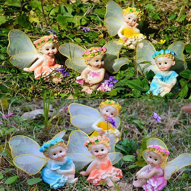 4pcs Resin Fairy Figurines Miniature Craft Bonsai Micro Landscape Ornament
