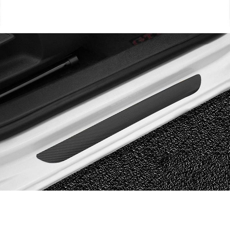 4pcs Auto Outer Door Sill Protector Pedal Scuff Plate Carbon fiber stickers For Toyota Hilux car sticker Accessories