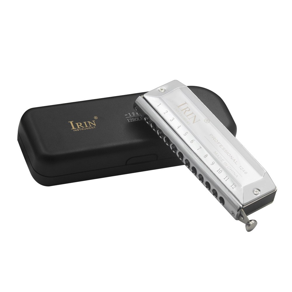 12 hål 48 toner kromatisk munspel mun orgel nyckel med rengöringsduk förvaringslåda för nybörjare vuxna