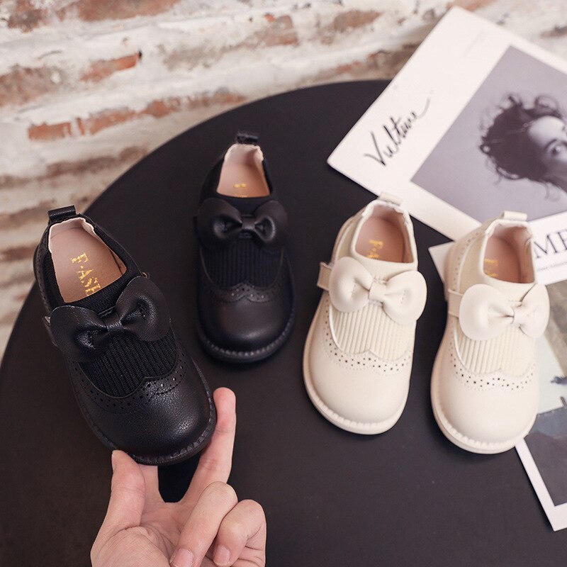 Efterår piges gummi martin støvler tennis sko småbørn prinsesse læder sko koreansk sløjfe børns sneakers zapatillas