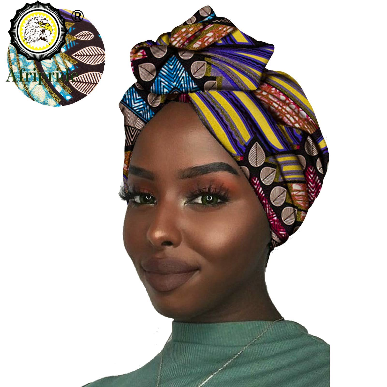 Nueva africana, diadema para mujer, tela de cera de algodón, pañuelo tradicional para la cabeza, turbante, cera de algodón puro AFRIPRIDE S001