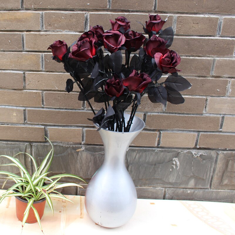 1pc store sorte roser kunstige blomster håndlavede dekorerede roser gør-det-selv hjem halloween julefest indretning 62*7.5cm