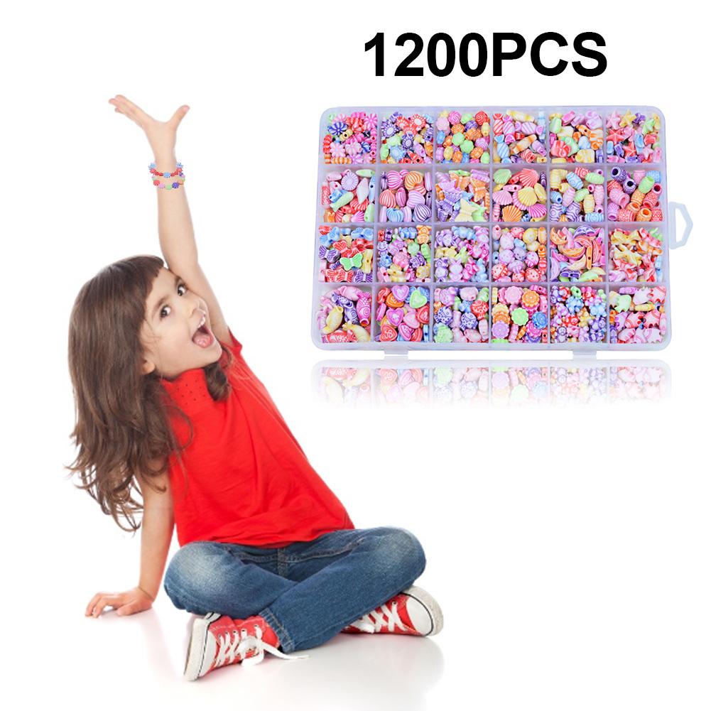 1200PCS DIY Beads Kit Children Jewelry Making Kit DIY Bracelet Making Beads Kit For DIY Necklaces Bracelet Handmade Craft