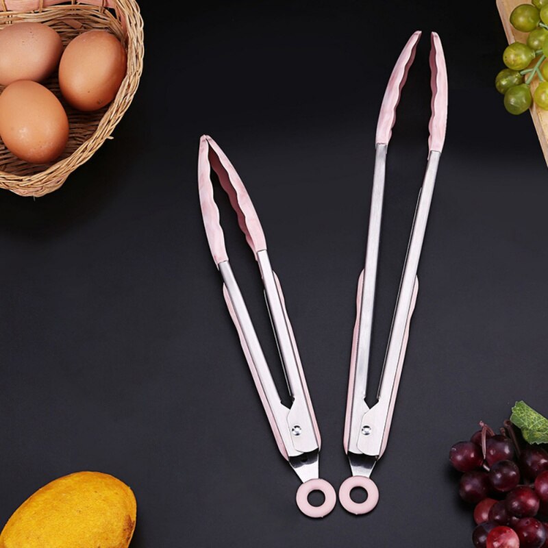 Kitchen Food Clip 2PCS/Set Bread Doughnut Clip Stainless Steel Silicone Pointed Forceps Barbecue Clip 12 /9 Inches