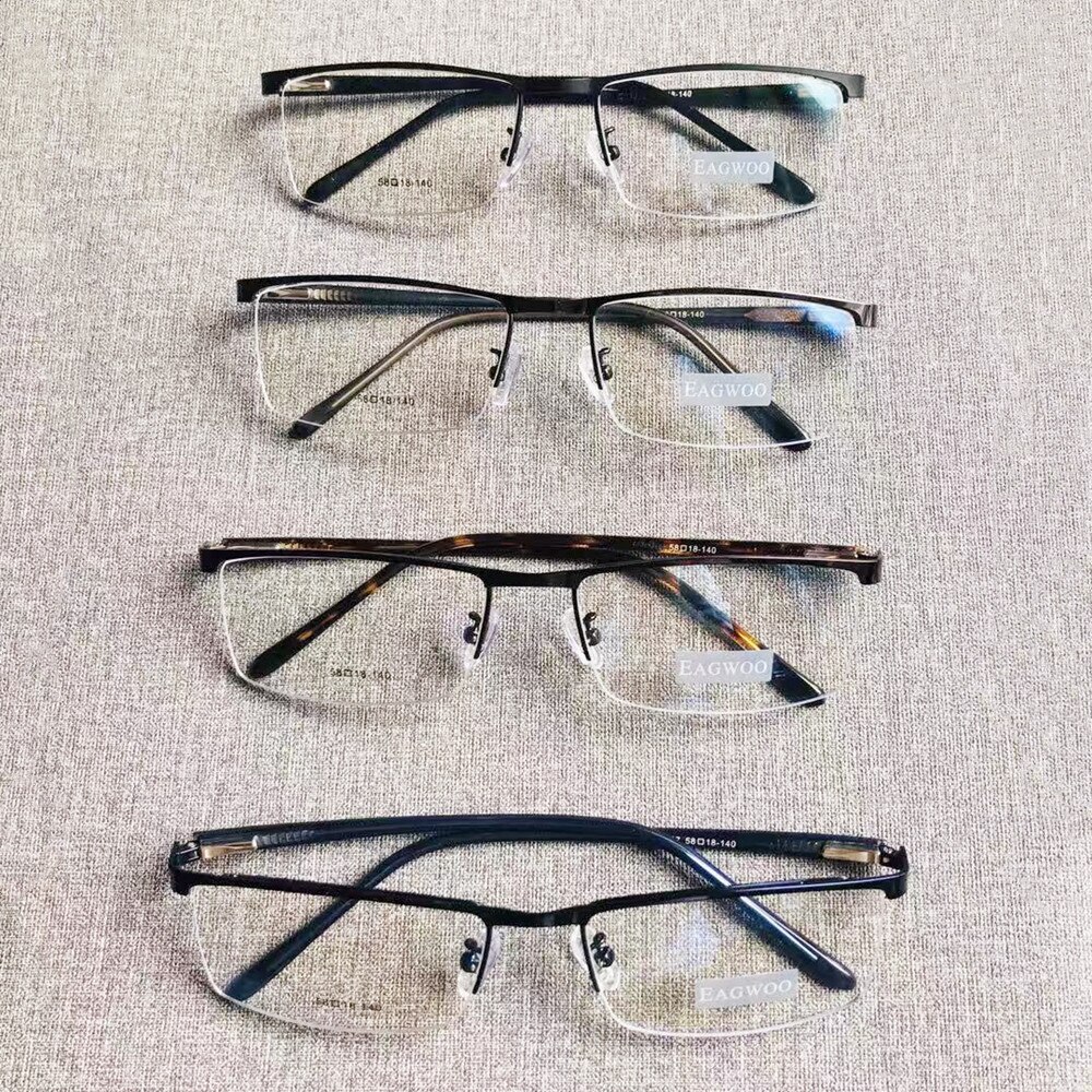 Metalen Aluminium Half Velg Optische Frame Prescription Mannen Rechthoekige Brillen Business Bril Sport Spektakel Breed Grote Gezicht 58mm